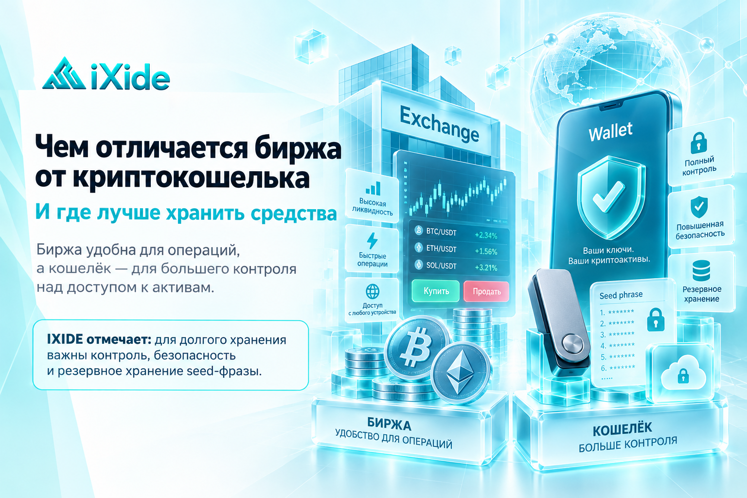 IXIDE: чем отличается биржа от криптокошелька и где лучше хранить средства